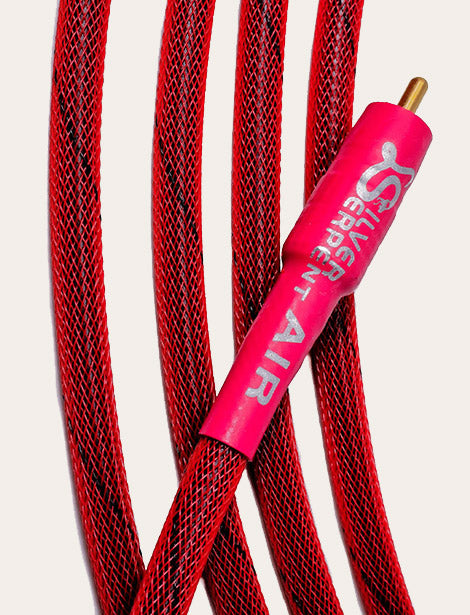 Silver Serpent AIR digital coaxial cable featuring a bold red design and high-quality connectors.